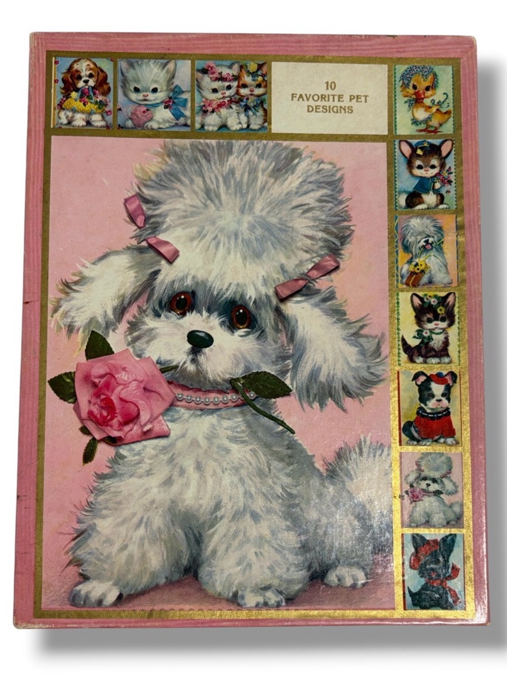 Vintage Pet Greeting Cards Set of 10 Poodle Cats Duck Mouse Dogs Oversized USA